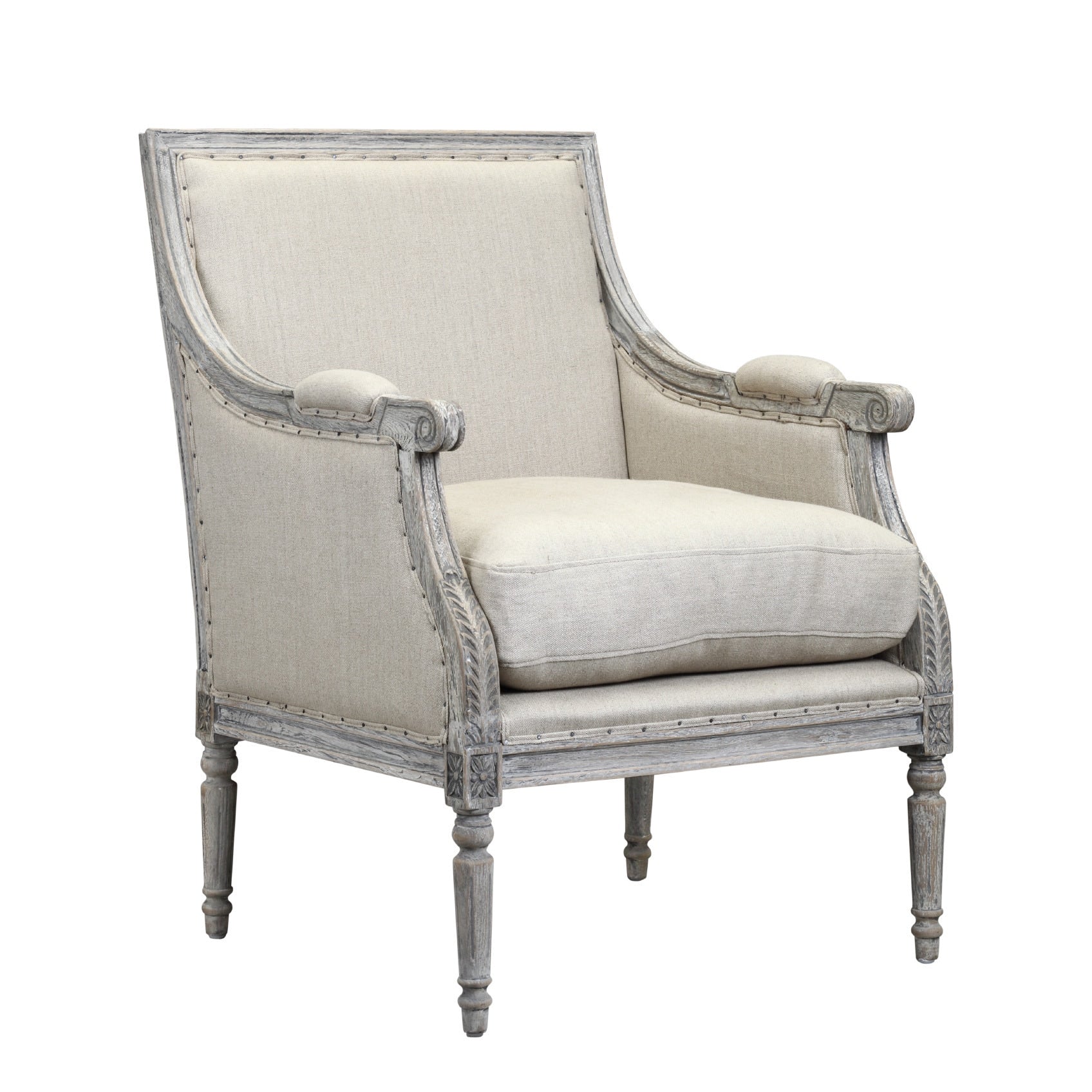 Burnham Home Designs Prentice Collection Off White Wood Arm Chair