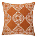 Burnt Orange Damask Embroidered Throw Pillow Boho Geometric Cushion Set Of 2