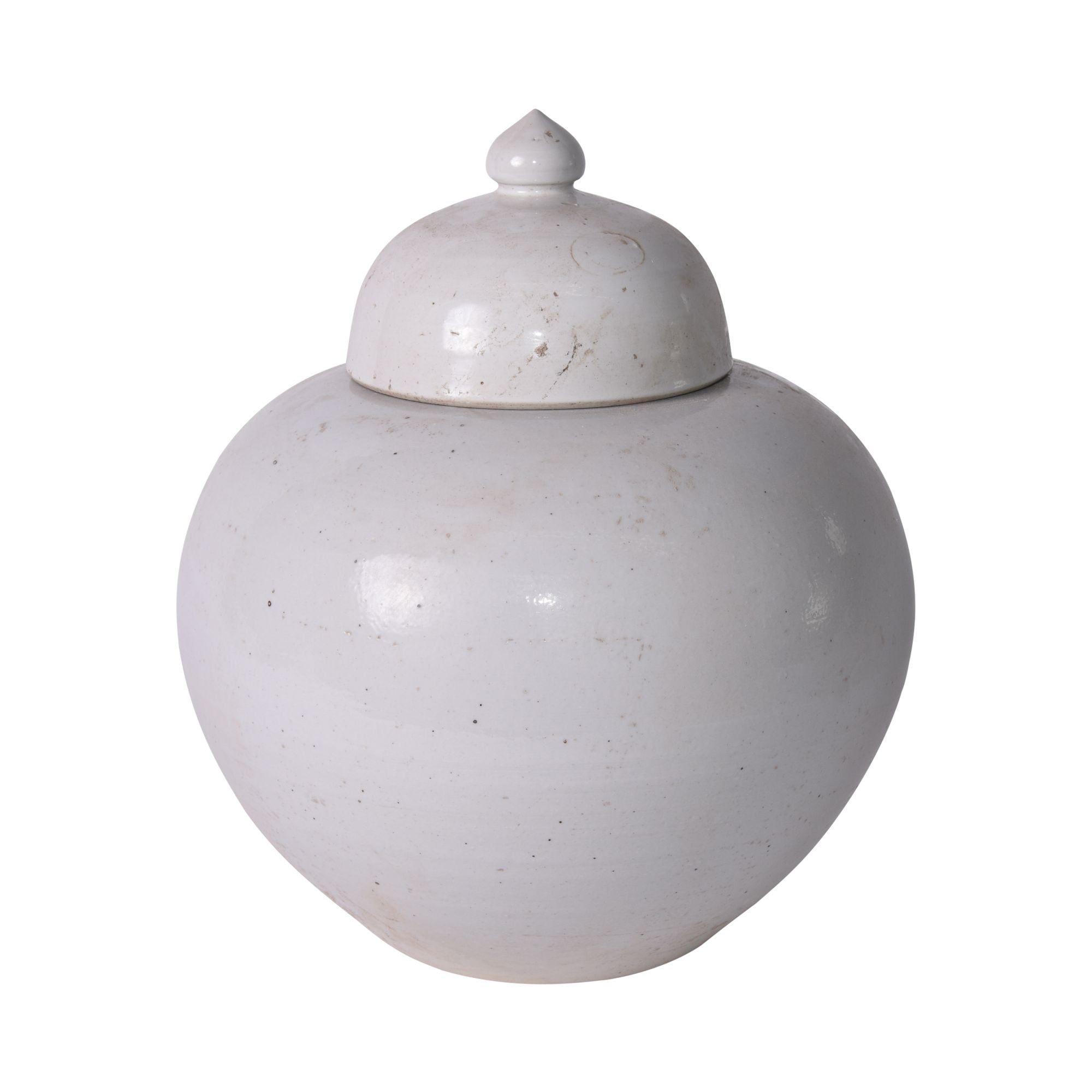 Busan White Lidded Ginger Jar Large 13X13X16
