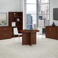 Bush Business 42W Round Conference Table With Wood Base In Cherry