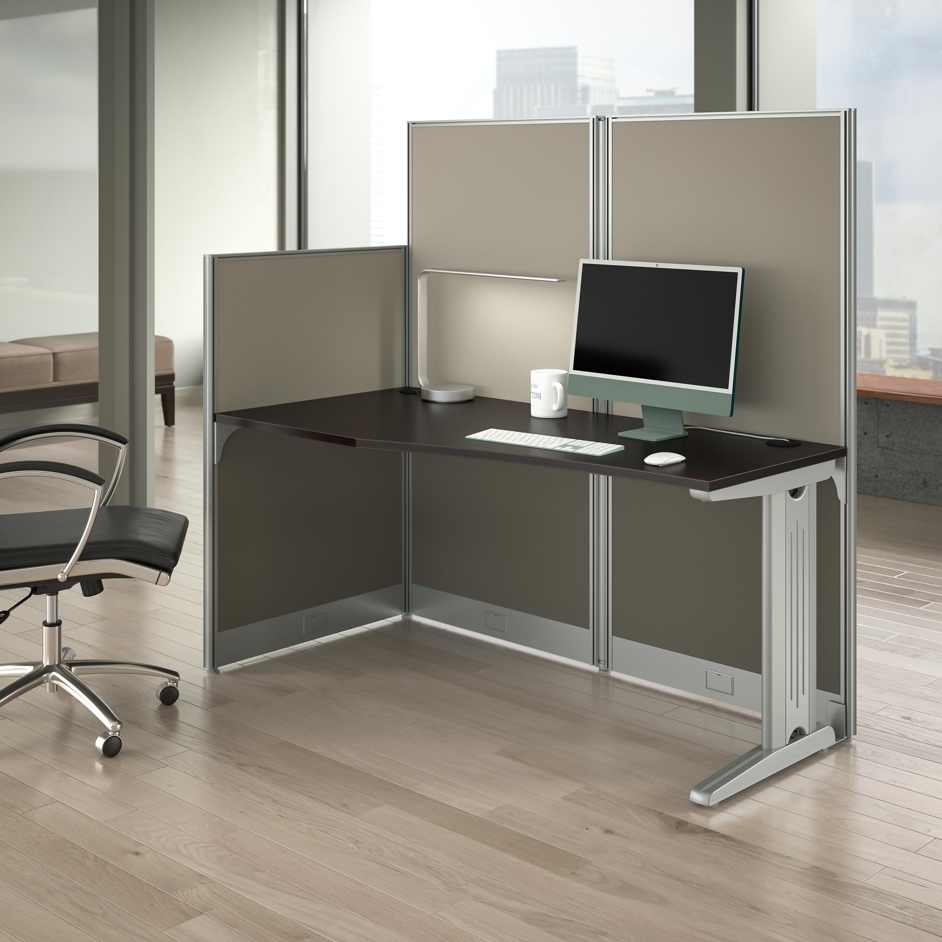 Bush Business Furniture Office In An Hour 65W X 33D Cubicle Workstation In Mocha Cherry