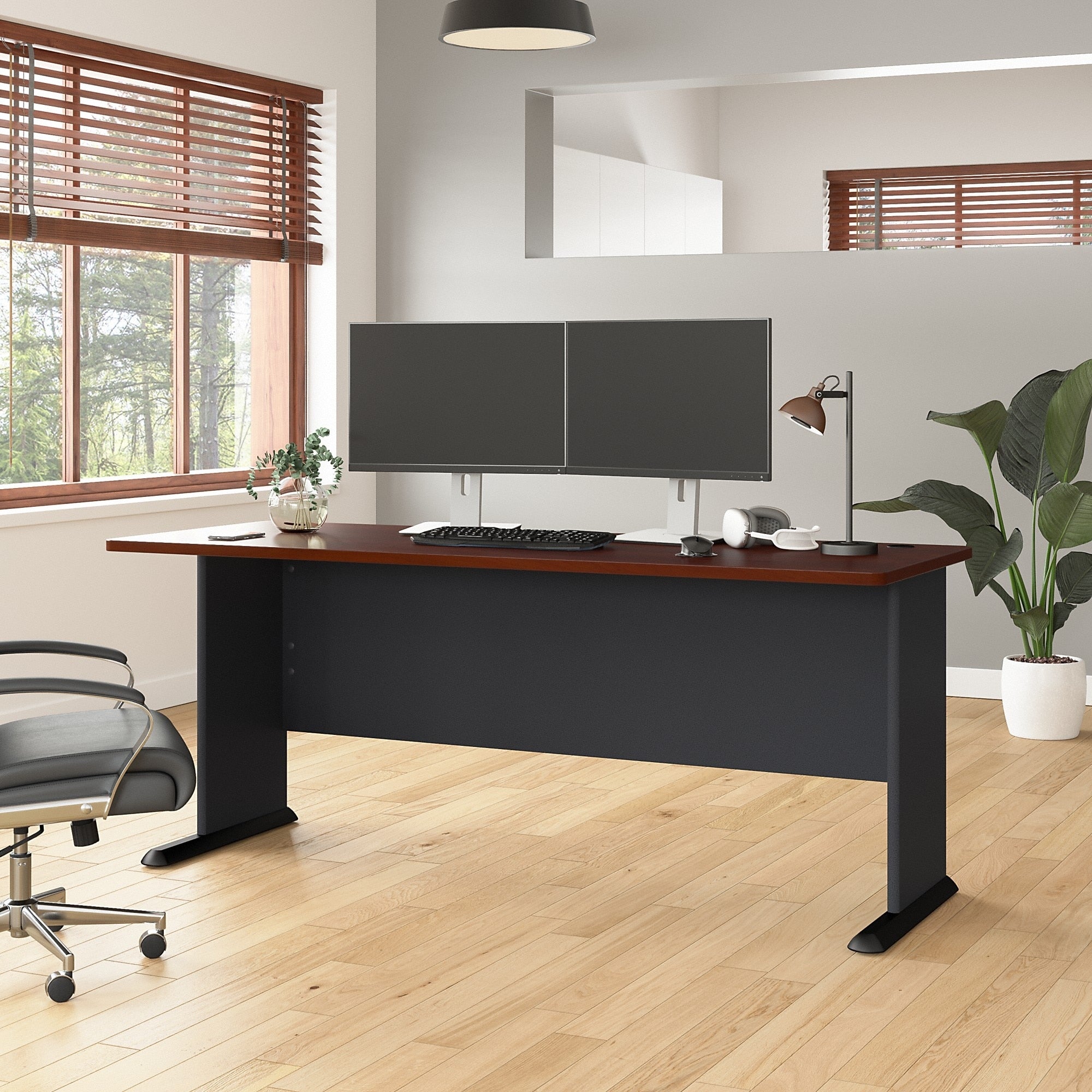 Bush Business Furniture Series A 72W Desk In Hansen Cherry And Galaxy