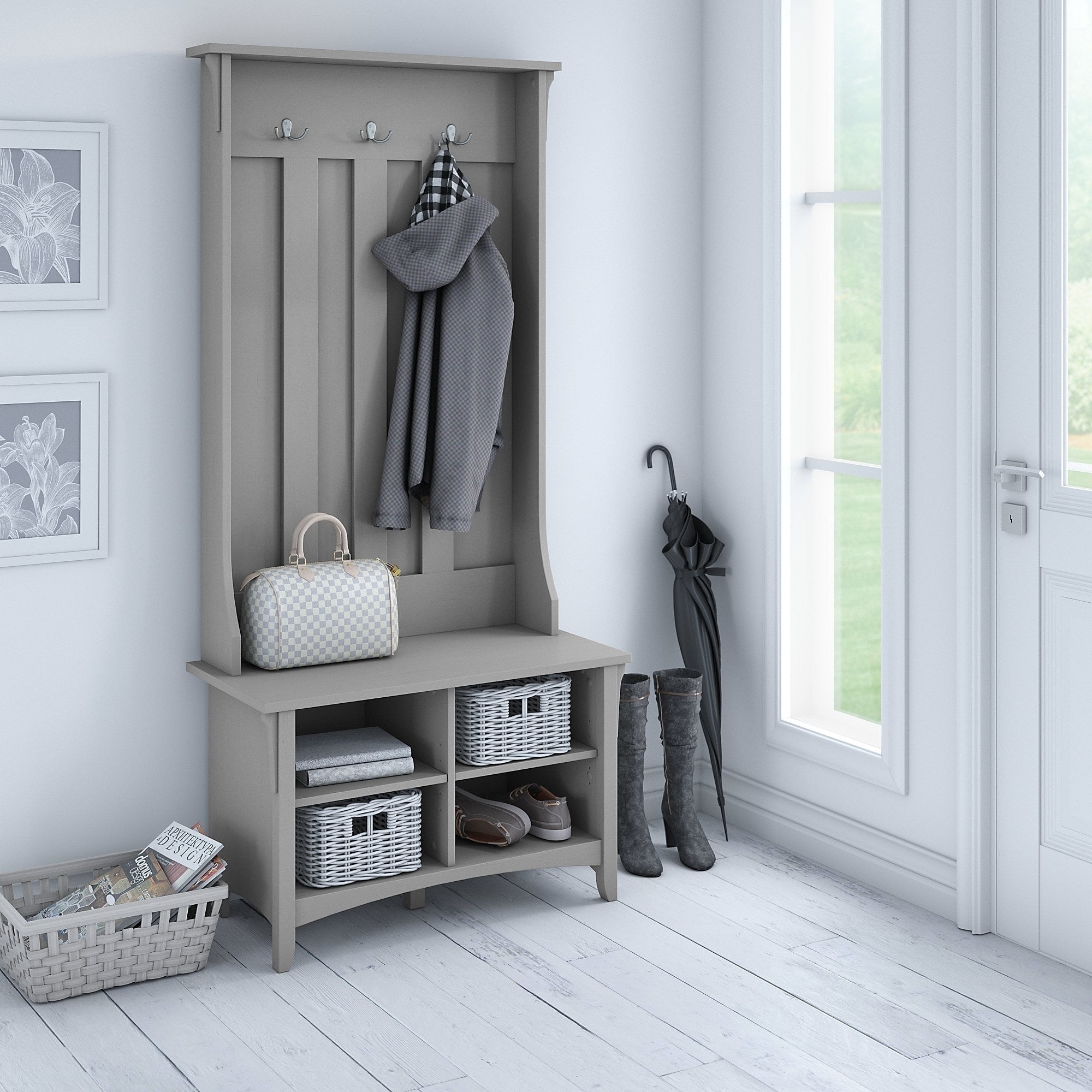 The Gray Barn Lowbridge Cape Cod Grey Hall Tree With Storage Bench