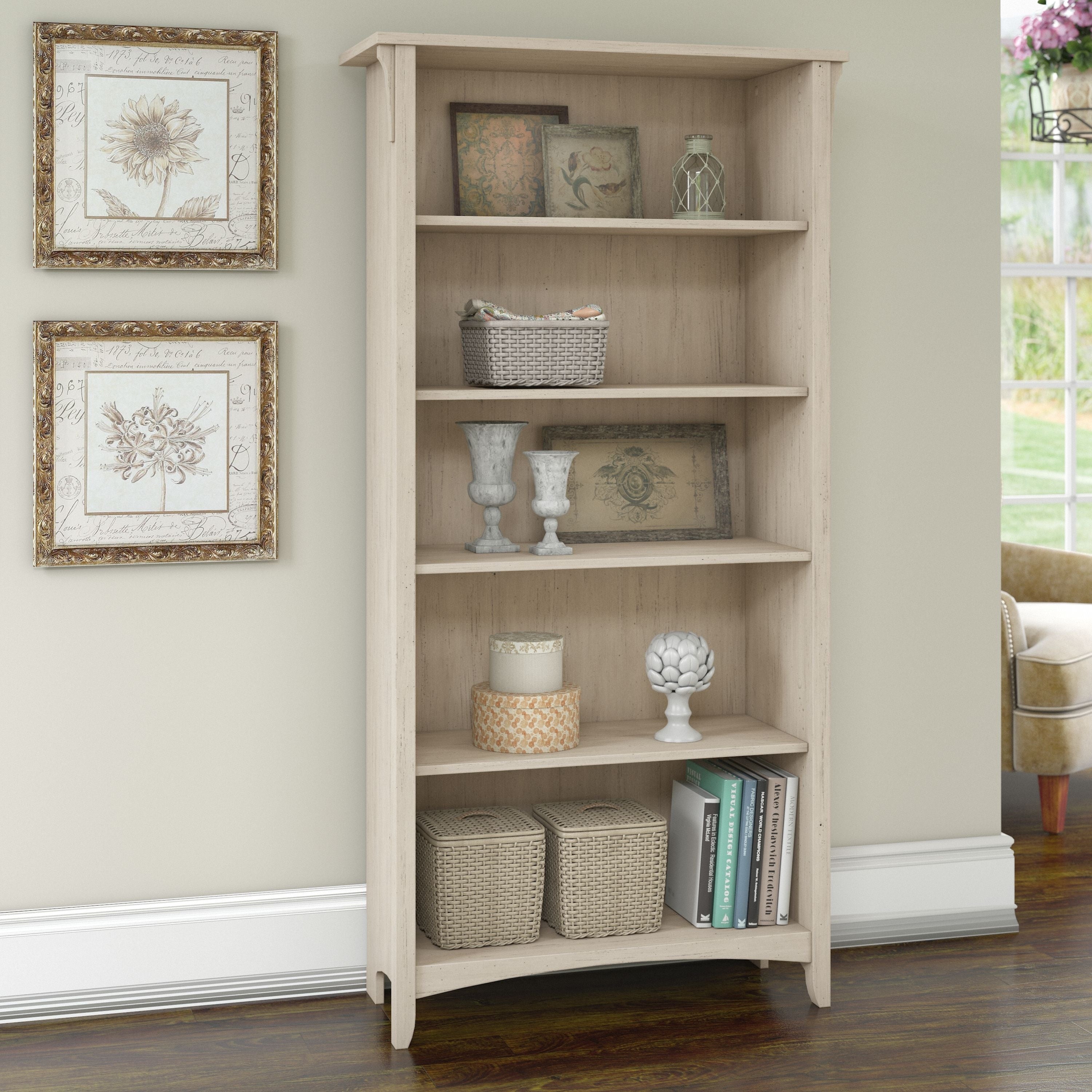 The Gray Barn Lowbridge 5 Shelf Bookcase In Antique White