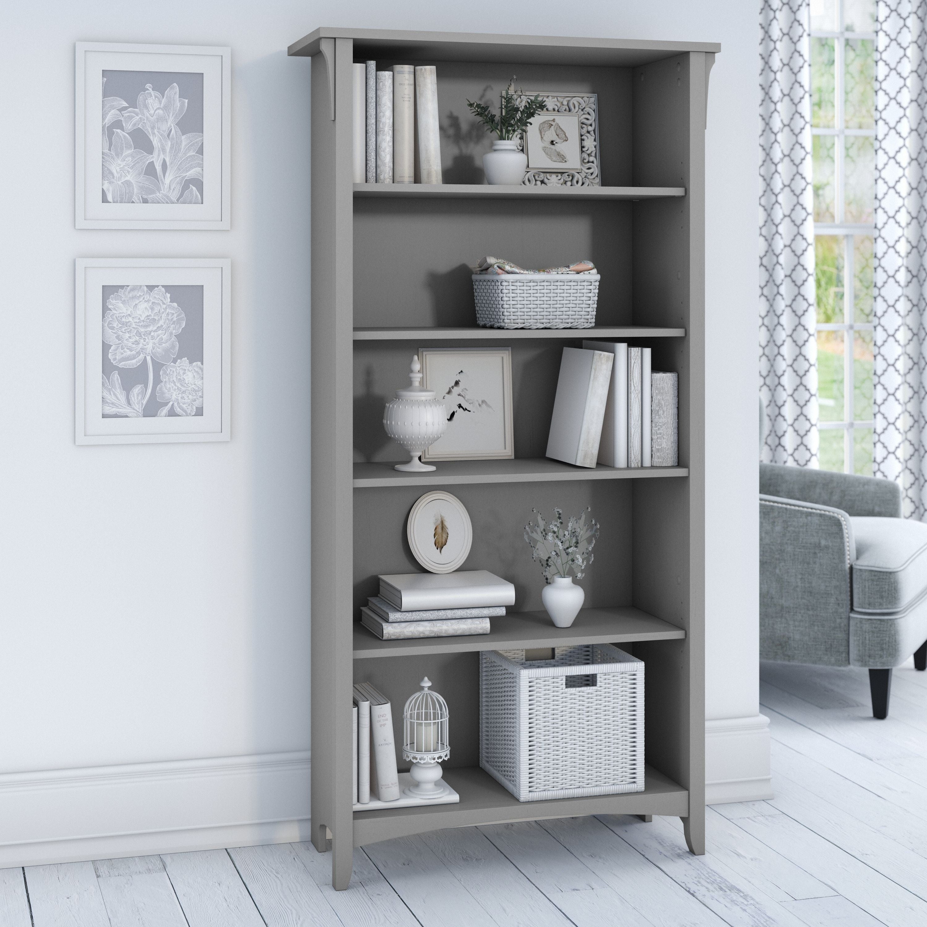 The Gray Barn Lowbridge Cape Cod Grey 5 Shelf Bookcase