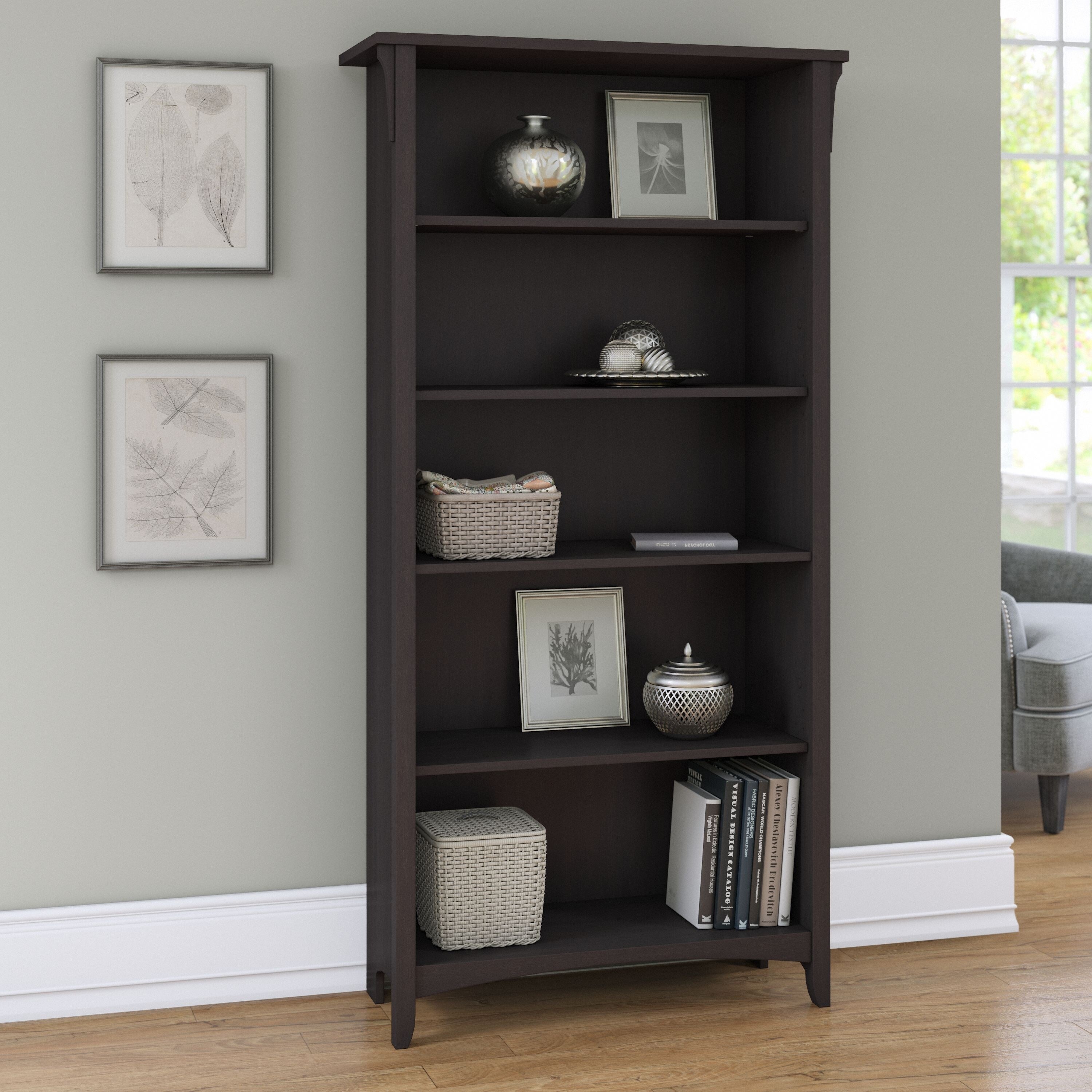 The Gray Barn Lowbridge 5 Shelf Bookcase In Vintage Black
