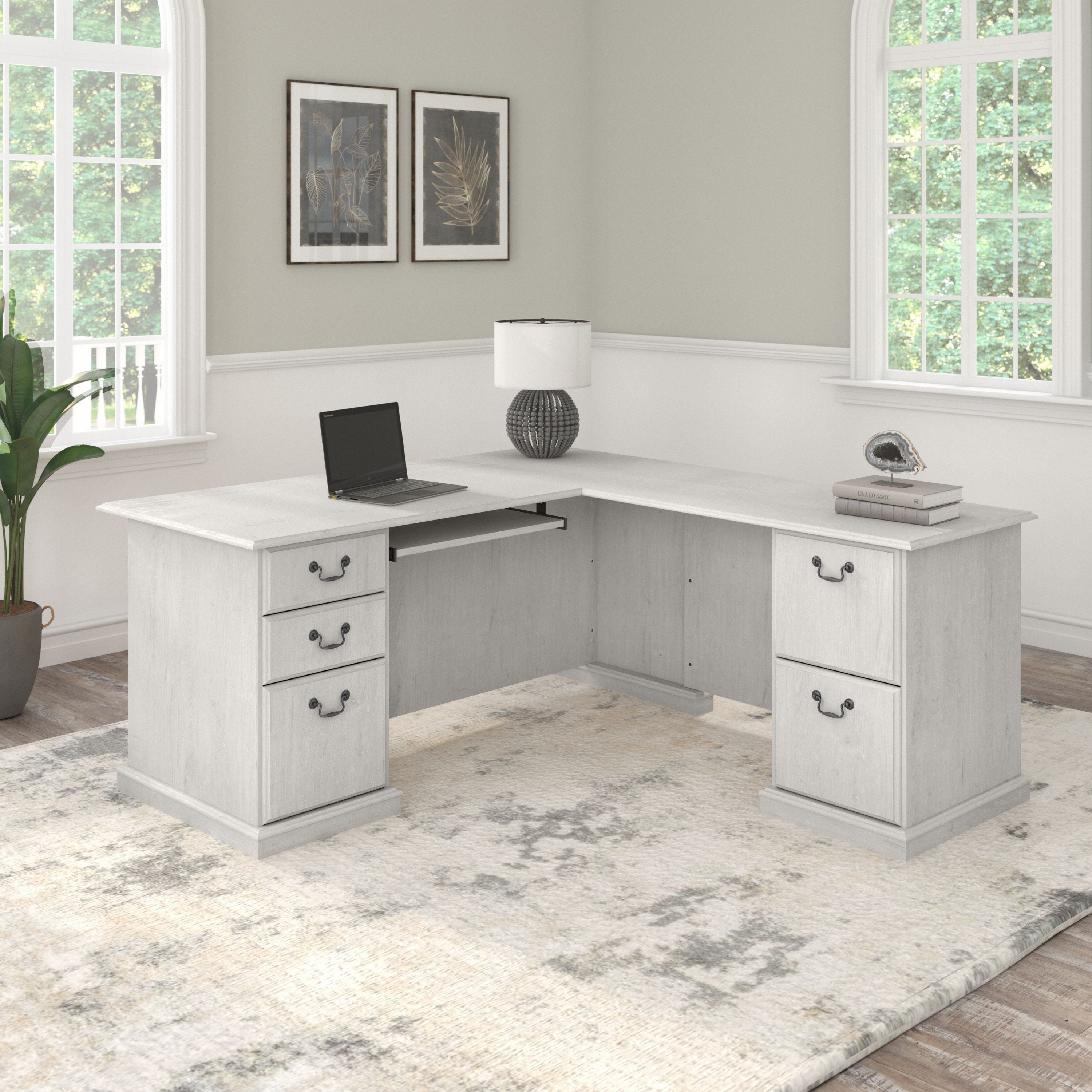 Saratoga L Shaped Computer Desk By Bush Furniture In Harvest Cherry