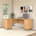 Somerset 60W L Shaped Desk By Bush Furniture In Maple Cross