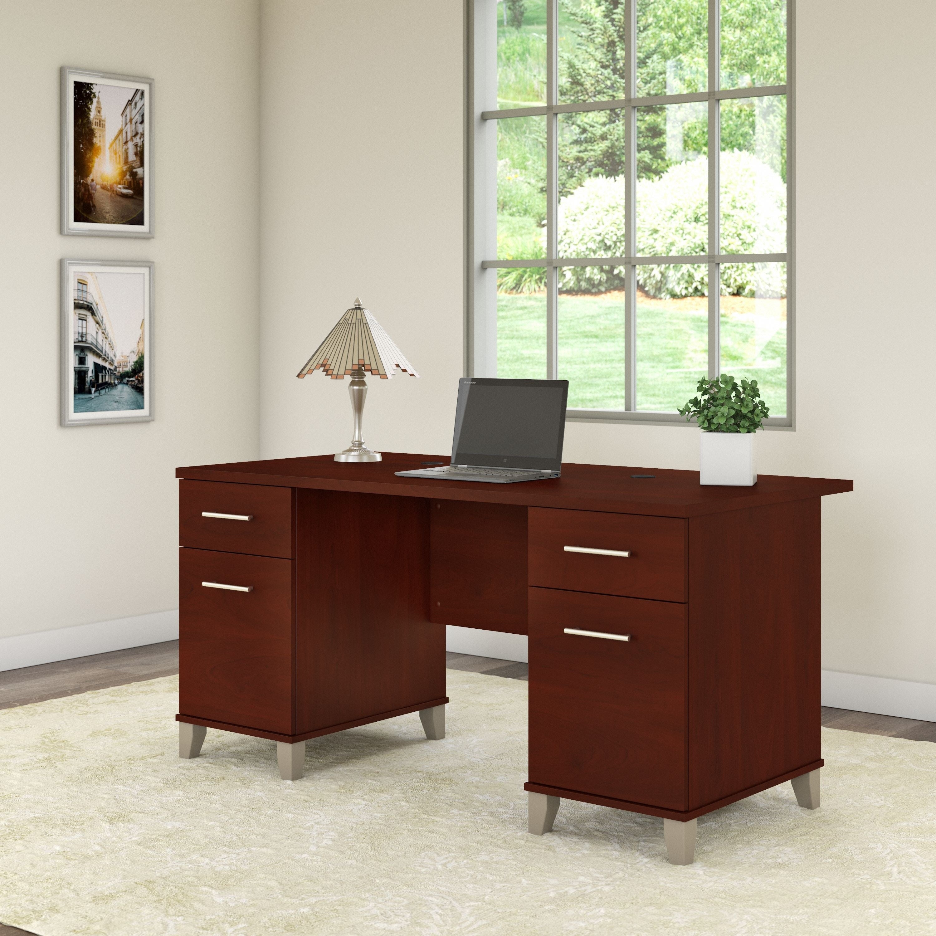 Somerset 60W Office Desk By Bush Furniture In Hansen Cherry
