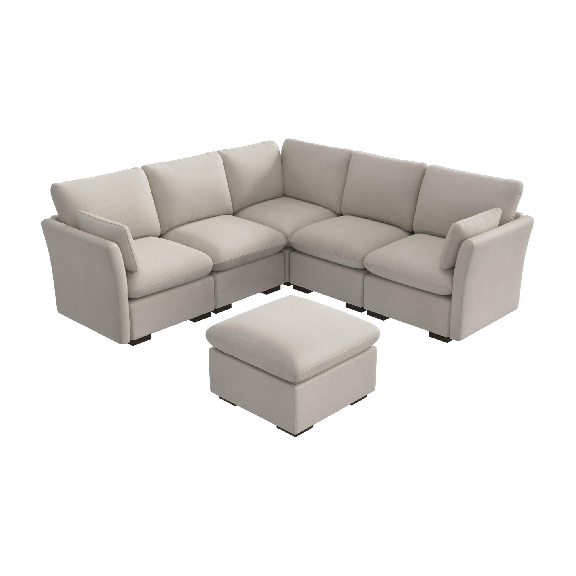 Bush Home Sienna Modular 4 Seater Sectional With Storage Ottoman