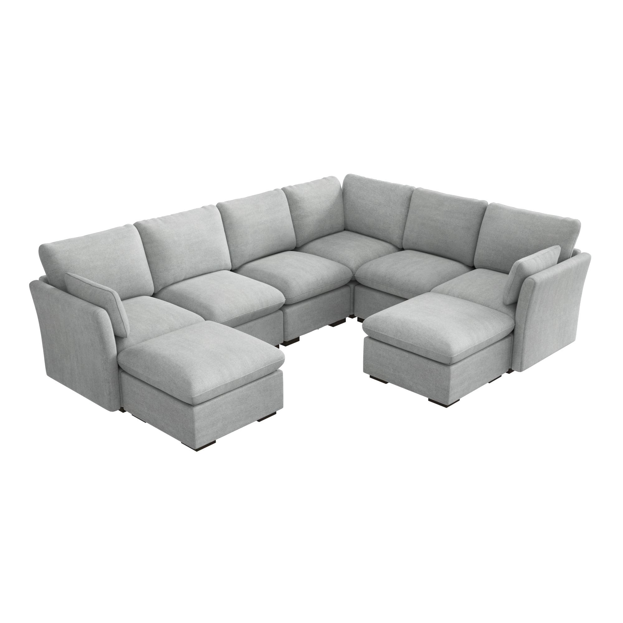 Bush Home Sienna Modular 5 Seater Sectional With Set Of 2 Storage Ottomans