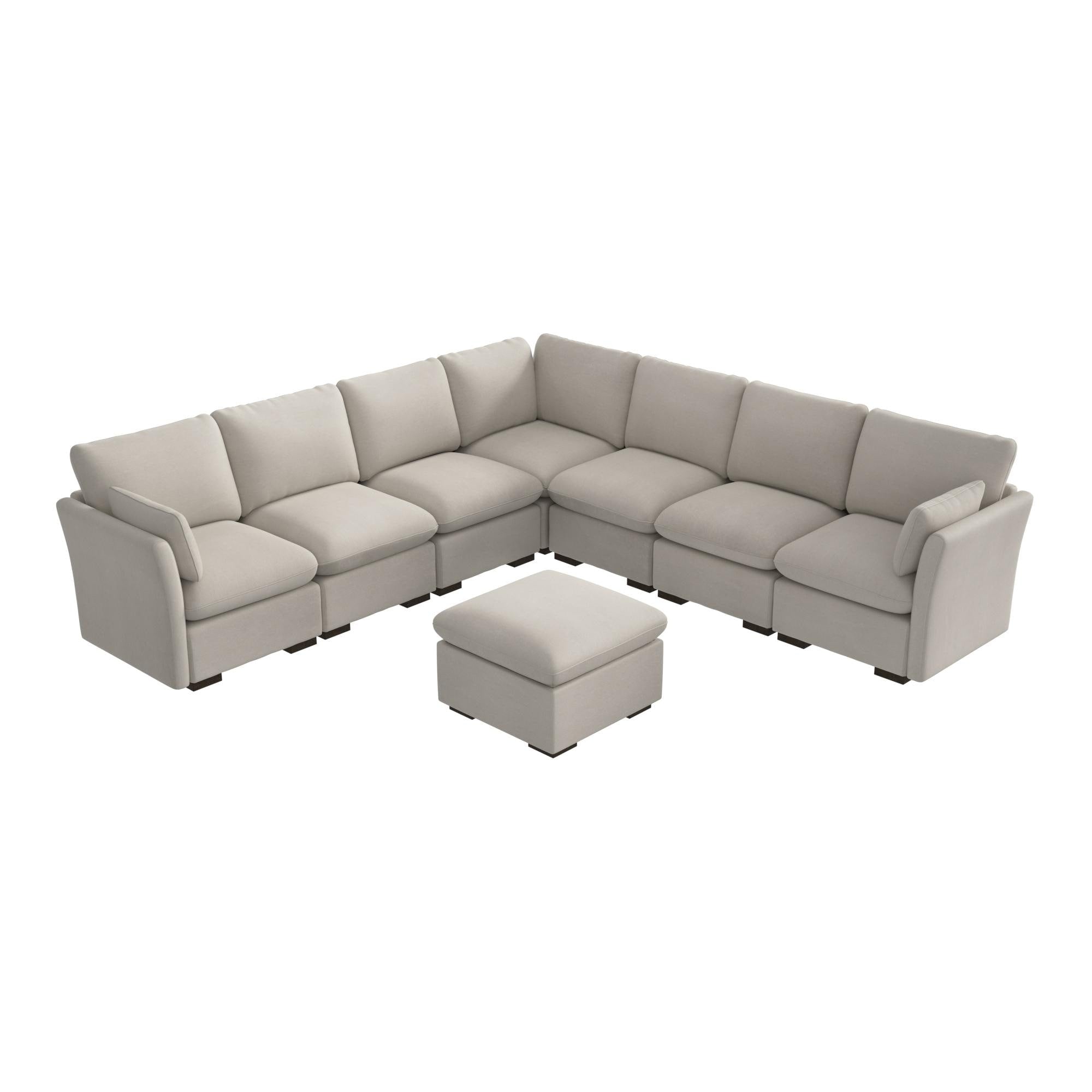 Bush Home Sienna Modular 6 Seater Sectional With Storage Ottoman