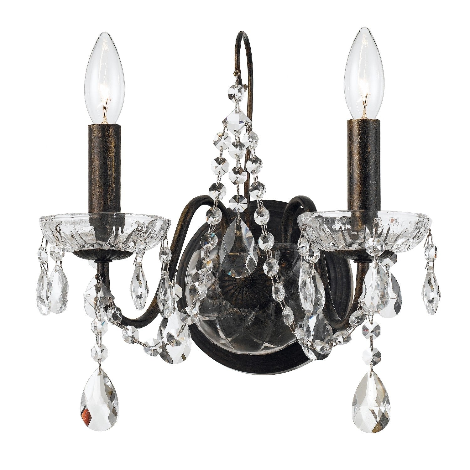 Butler 2 Light English Bronze Swarovski Strass Crystal Wall Sconce