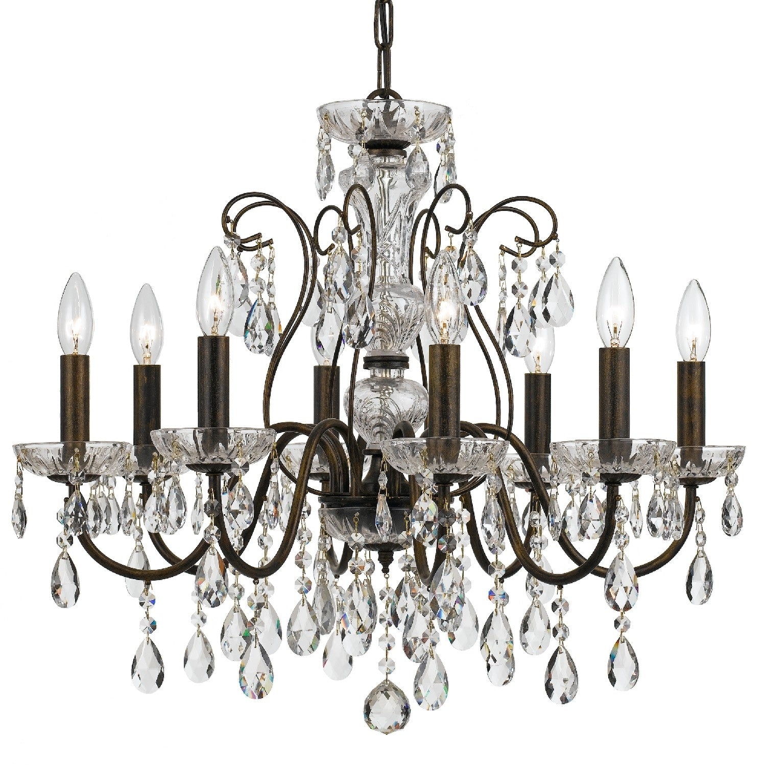 Butler 8 Light English Bronze Swarovski Spectra Crystal Chandelier
