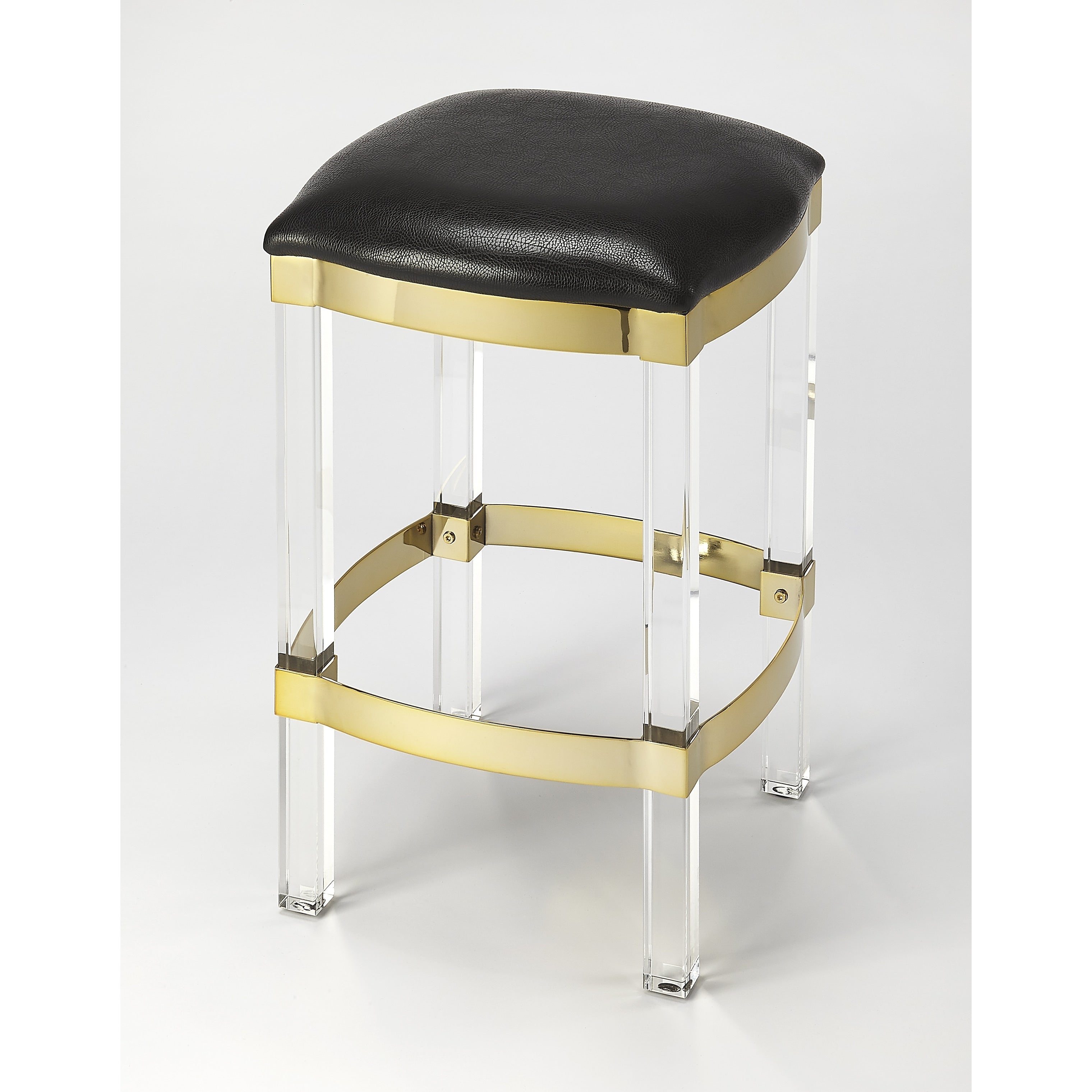 Butler Jordan Acrylic Black Leather Counter Stool