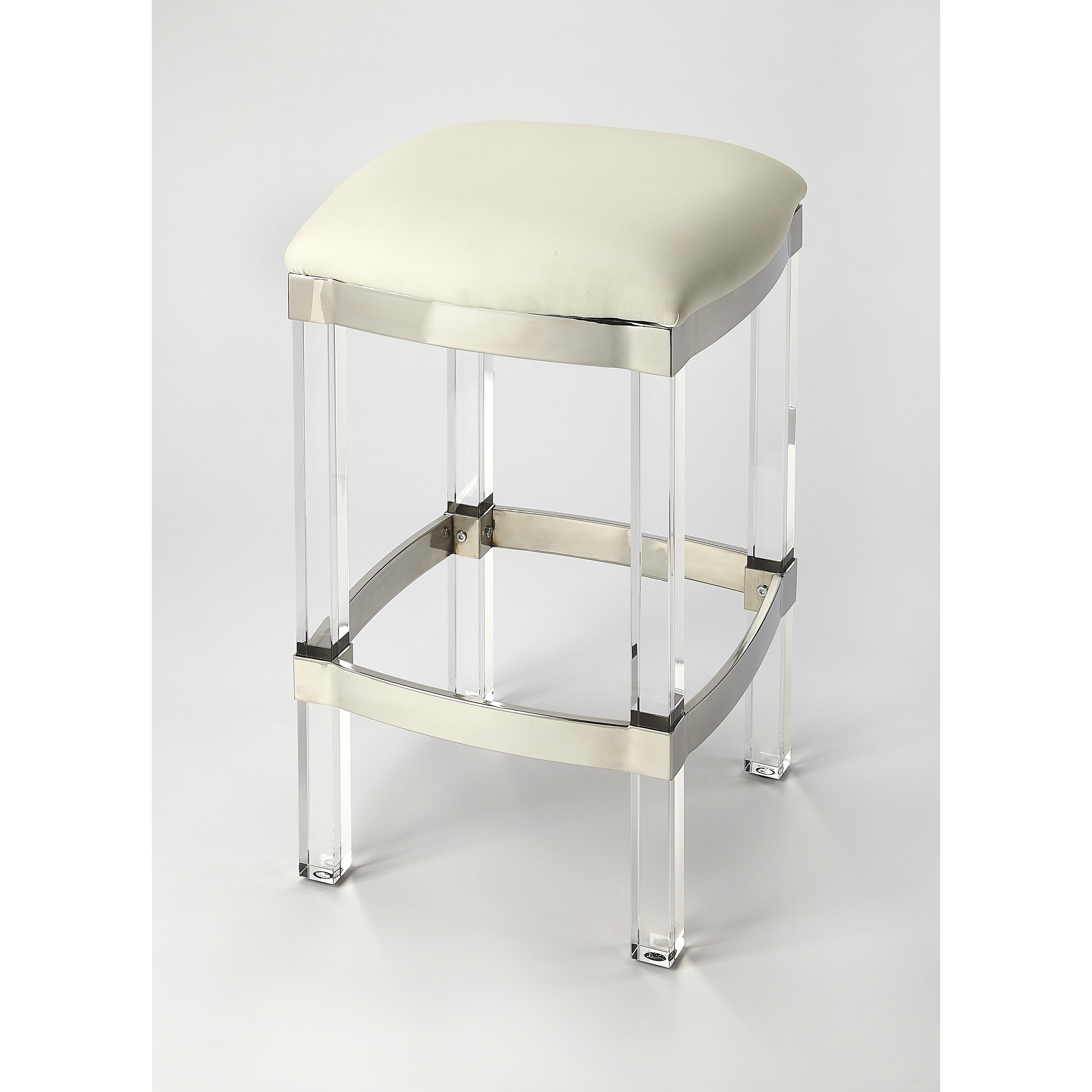 Butler Jordan Acrylic White Leather Counter Stool