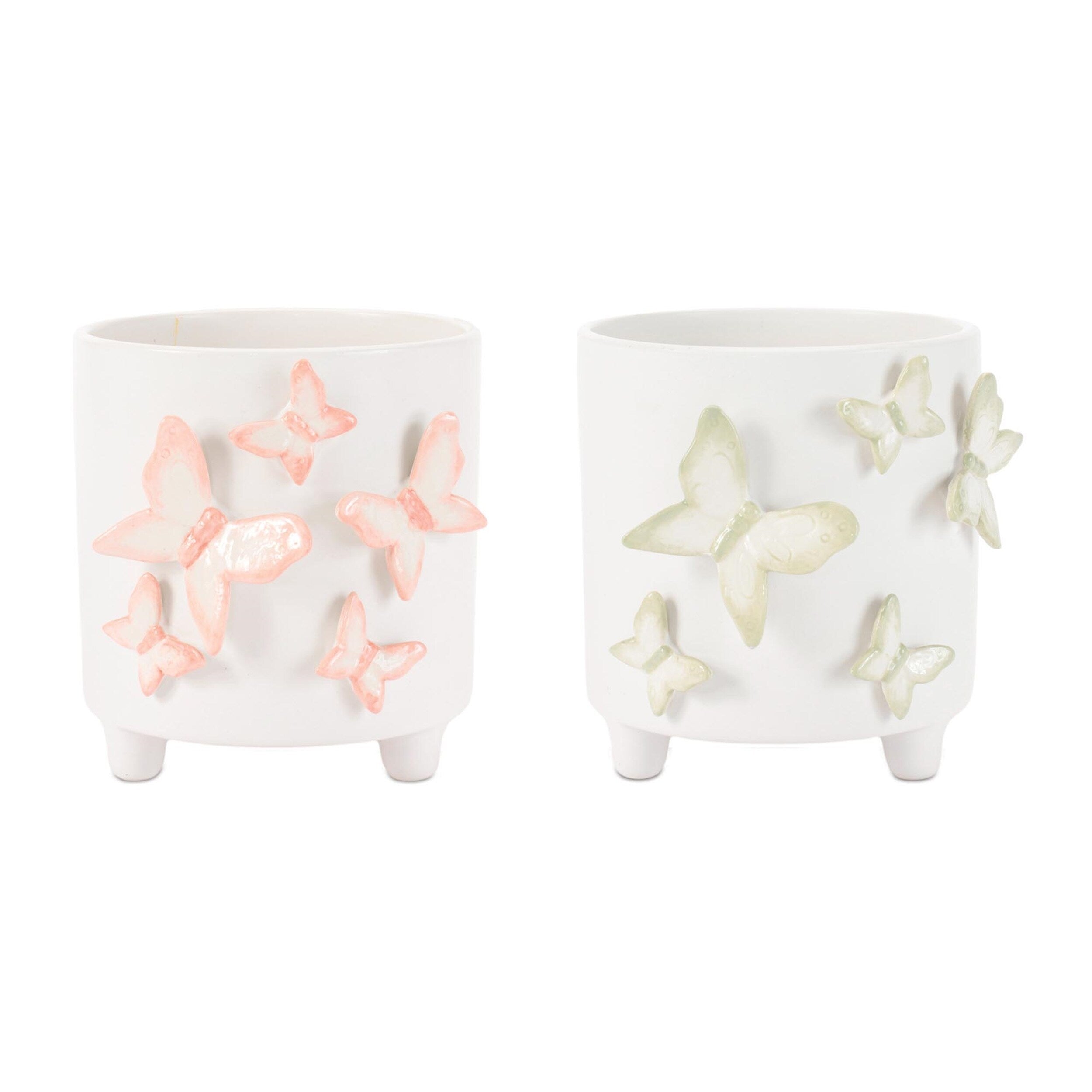 Butterfly Accent Dolomite Planter Set Of 2