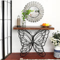 Butterfly Black And Brown Metal And Wood Accent Table