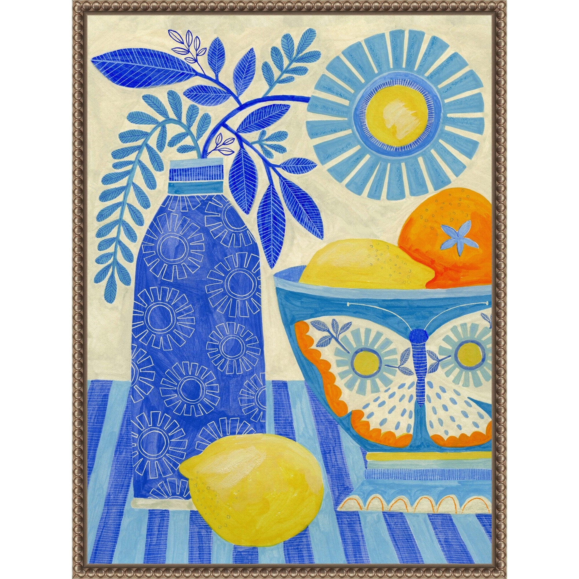 Butterfly Fruit Bowl By Susan Black Framed Canvas Wall Art