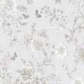 Butterfly Toile Wallpaper Floral In Grey Beige Dove