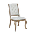 Button Tufted Fabric Side Chair With Cabriole Legs Set Of 2 Brown And Cream