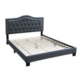 Button Tufted Twin Burlap Bed With Curved Headboard Charcoal Gray