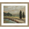 By The River By Silvia Vassileva Wood Framed Wall Art Print Woodgrain Stripe Mocha