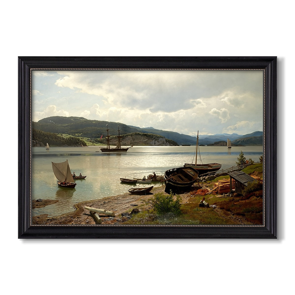 By The Water 1876 Hans Gude Custom Framed Canvas