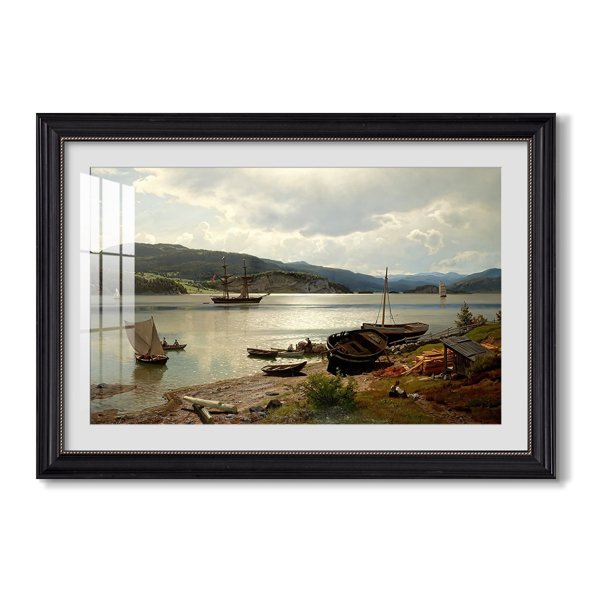 By The Water 1876 Hans Gude Custom Framed Print