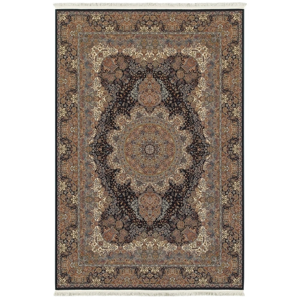 Style Haven Byzantine Medallion Black Multicolor Fringed Area Rug 53 X 76 53 X 76
