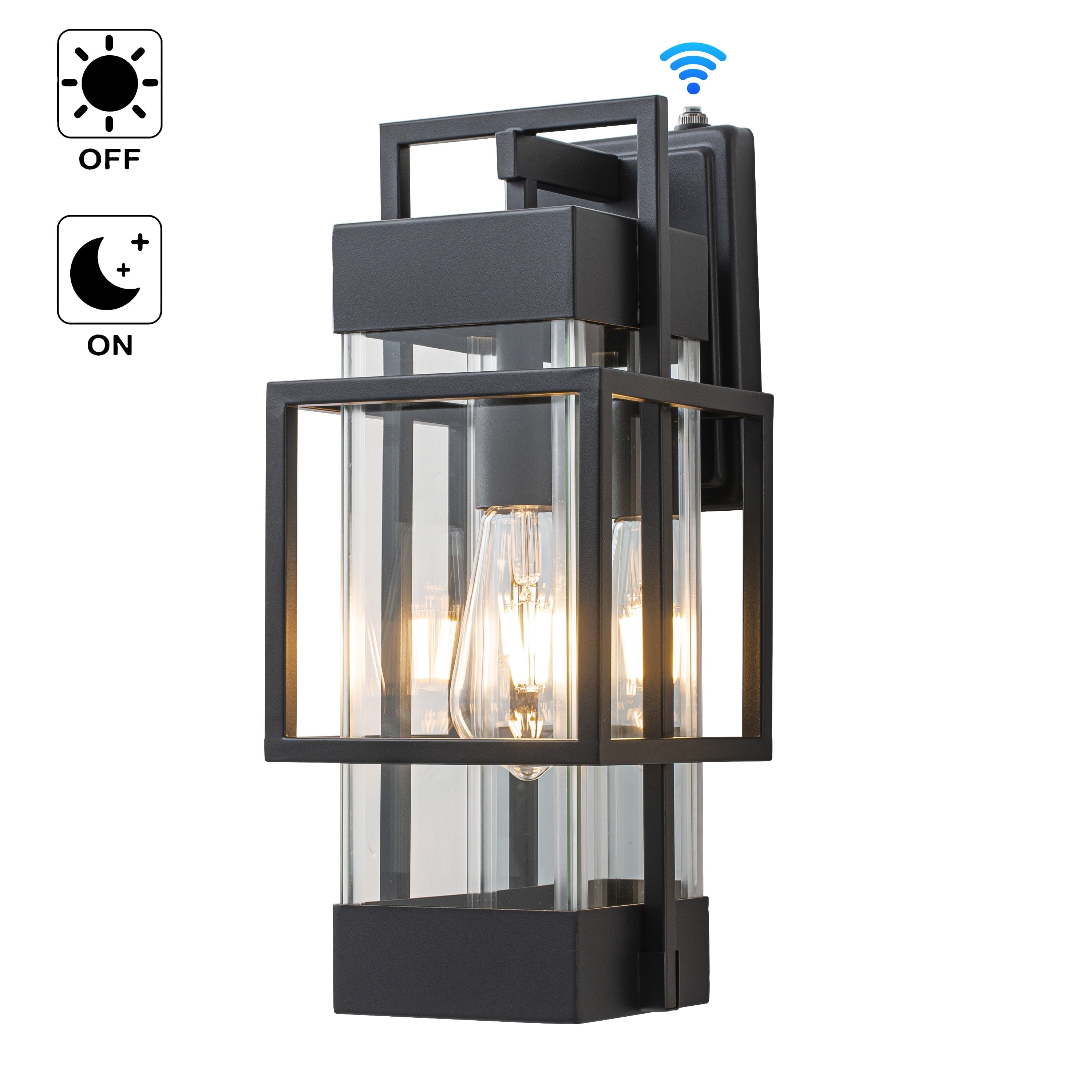 C Cattleya 1 Light Matte Black Geometric Dusk To Dawn Outdoor Wall Sconce Light