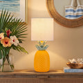 C Cattleya 16.25 Inch Pineapple Ceramic Table Lamp With Linen Shade