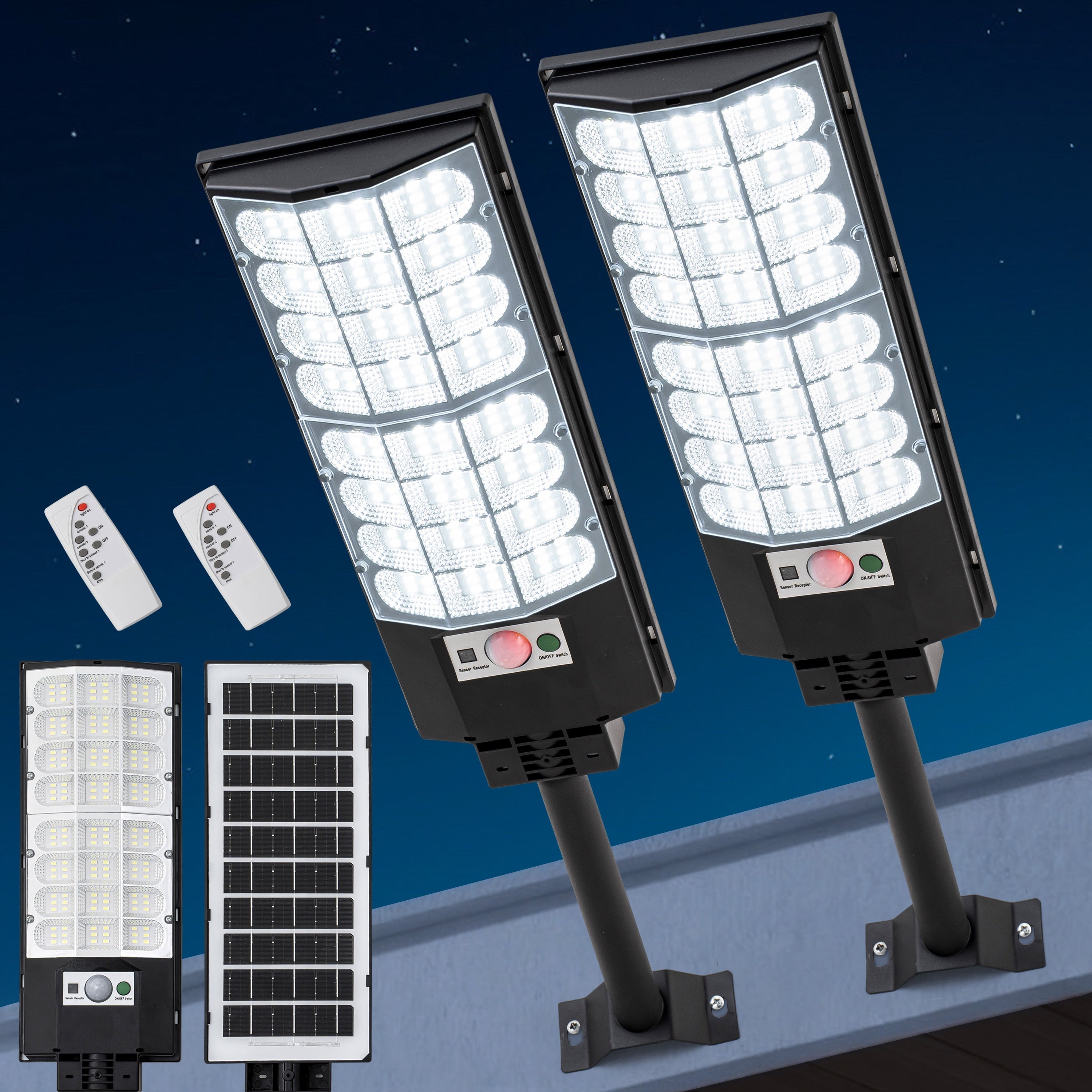 C Cattleya 2 Pack Motion Sensor Solar Outdoor Wall Light With Remote Control