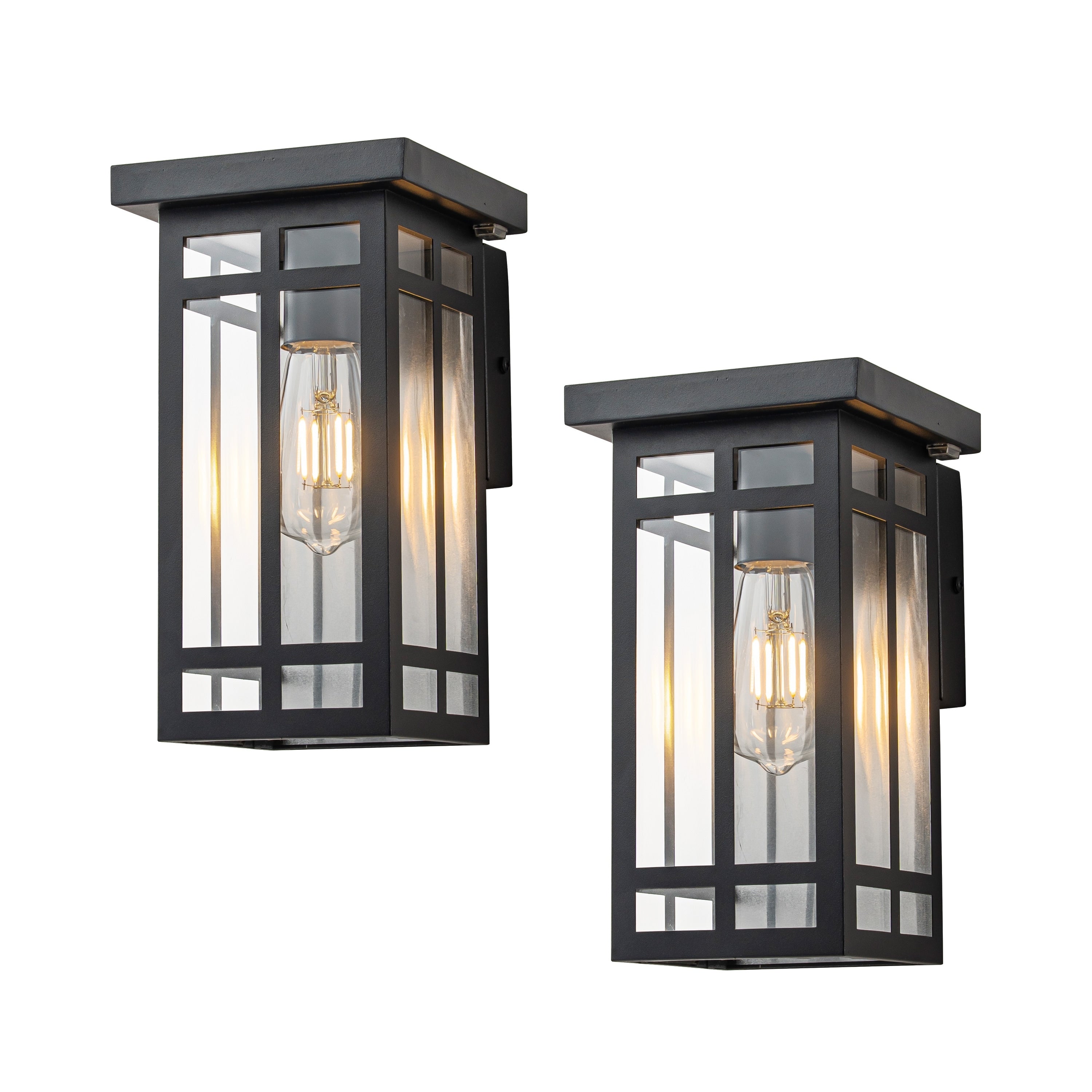 C Cattleya 2 Pack Solar Outdoor Wall Sconce Light With Clear Glass Shade