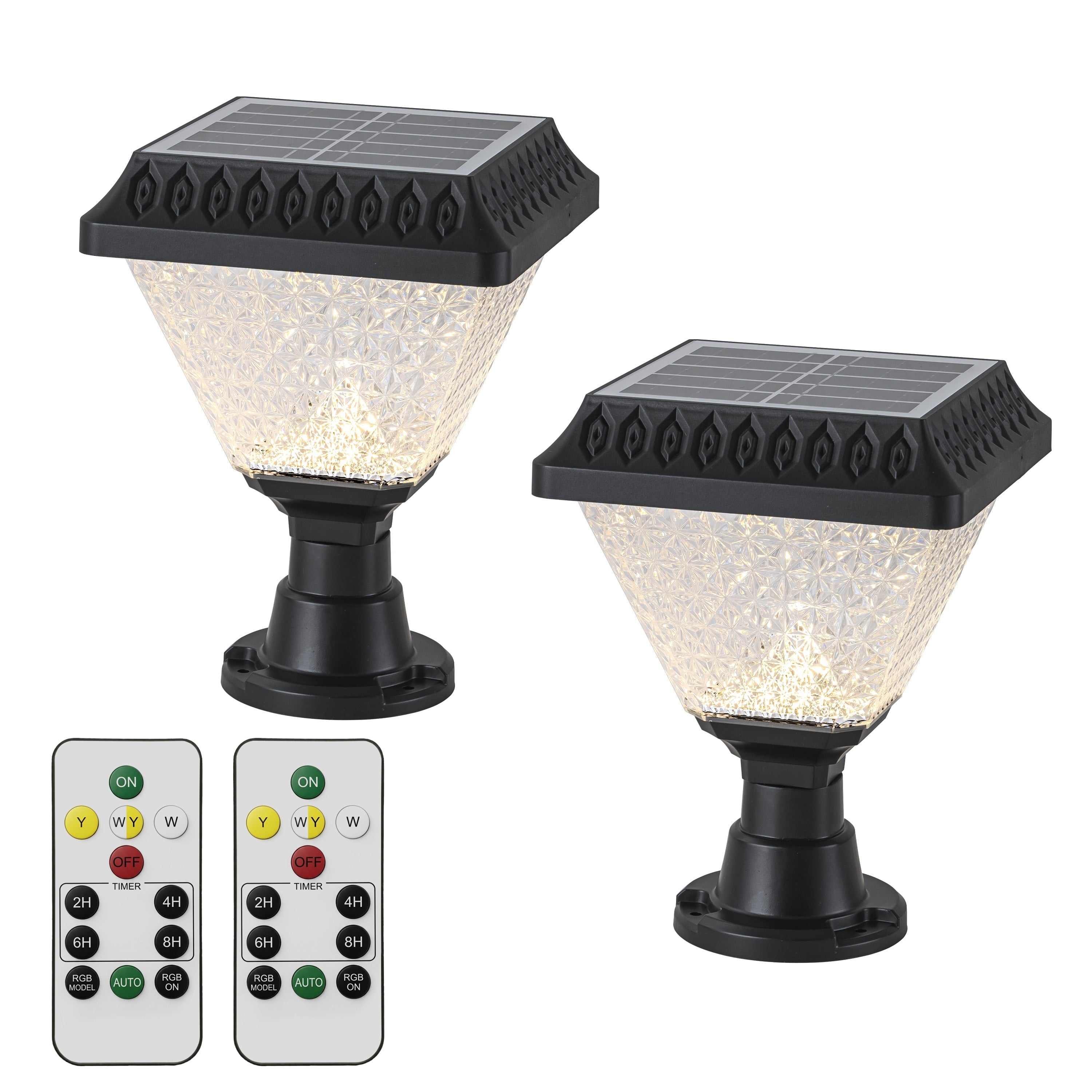 C Cattleya 2 Pack Solar Rgb Led Outdoor Post Light With Remote