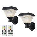 C Cattleya 2 Pack Solar Rgb Led Outdoor Wall Sconce With Remote Control