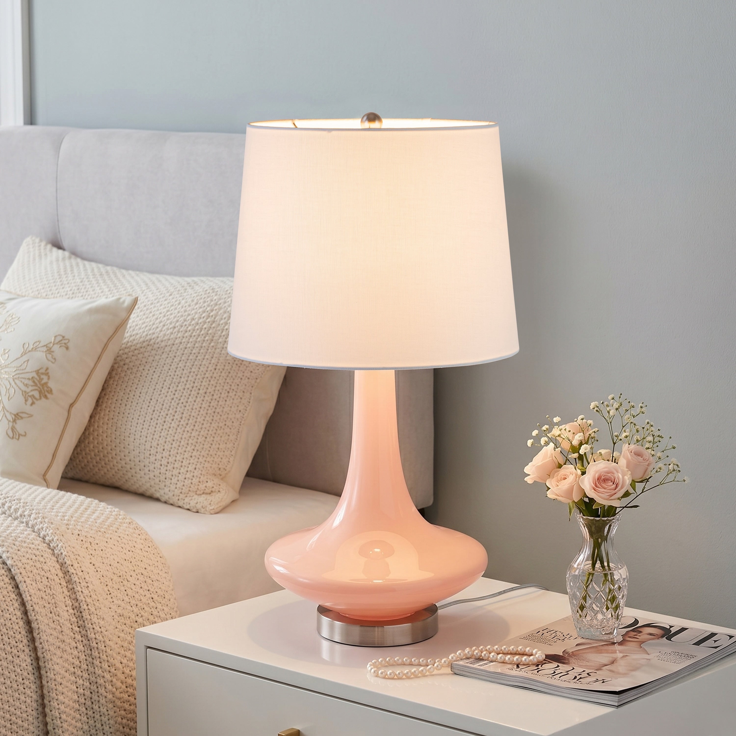 C Cattleya 24 Inch Indoor Table Lamp With Fabric Shade