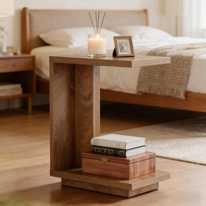 C Shaped Bedside Table Stylish Side Table