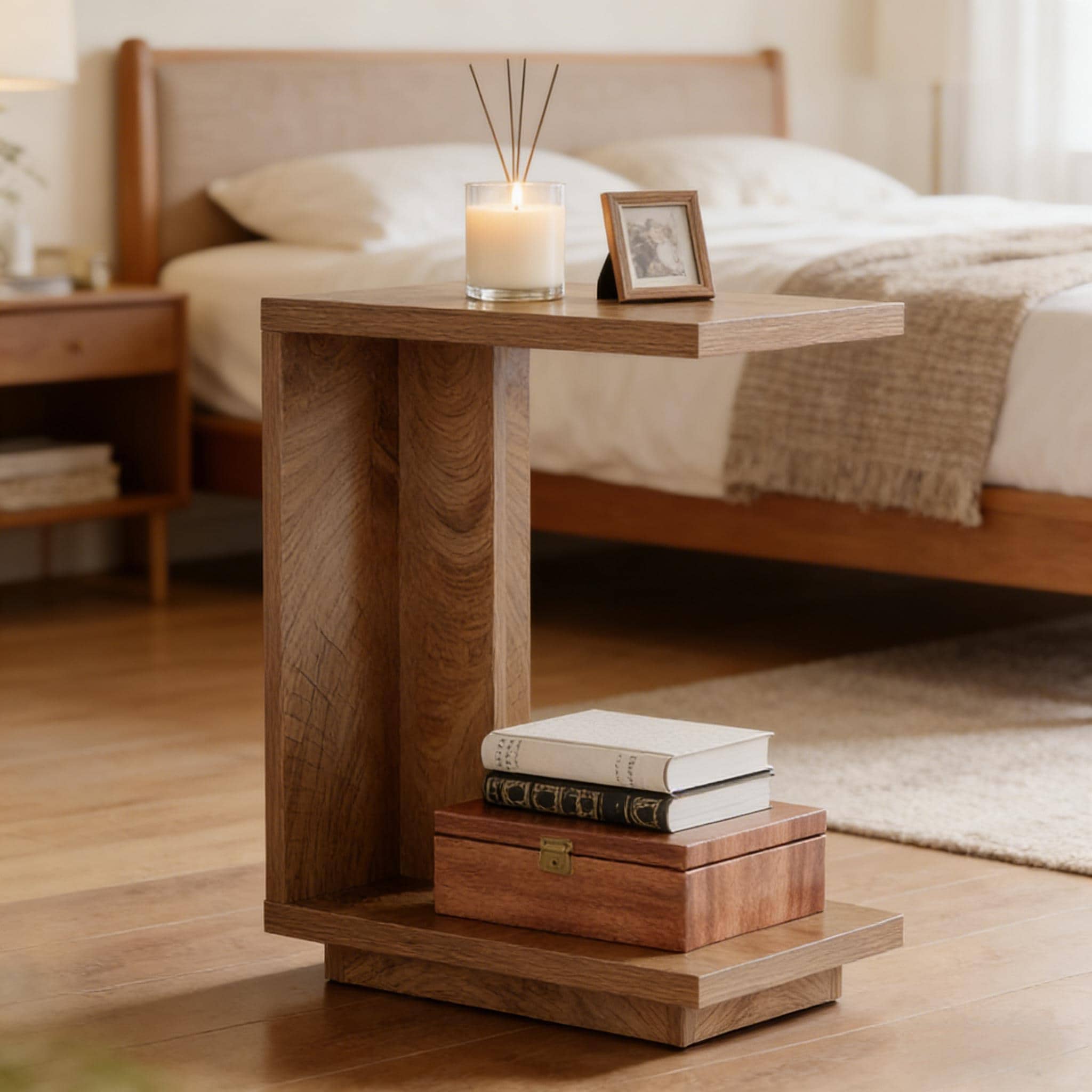 C Shaped Bedside Table Stylish Side Table