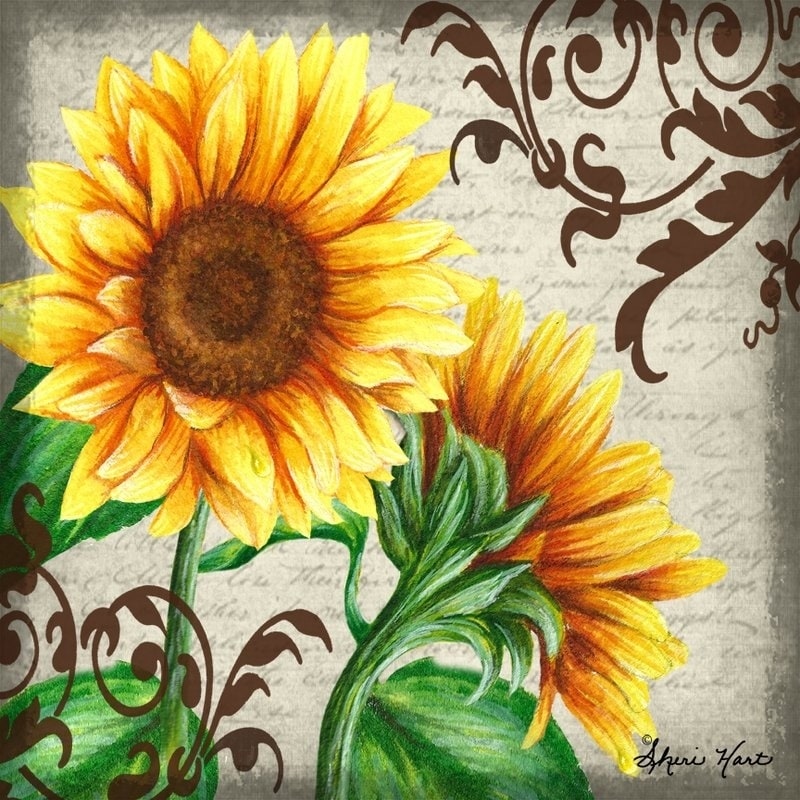 Canvas A Day In The Garden With Sunflowers By Sheri Hart Graphic Art Print