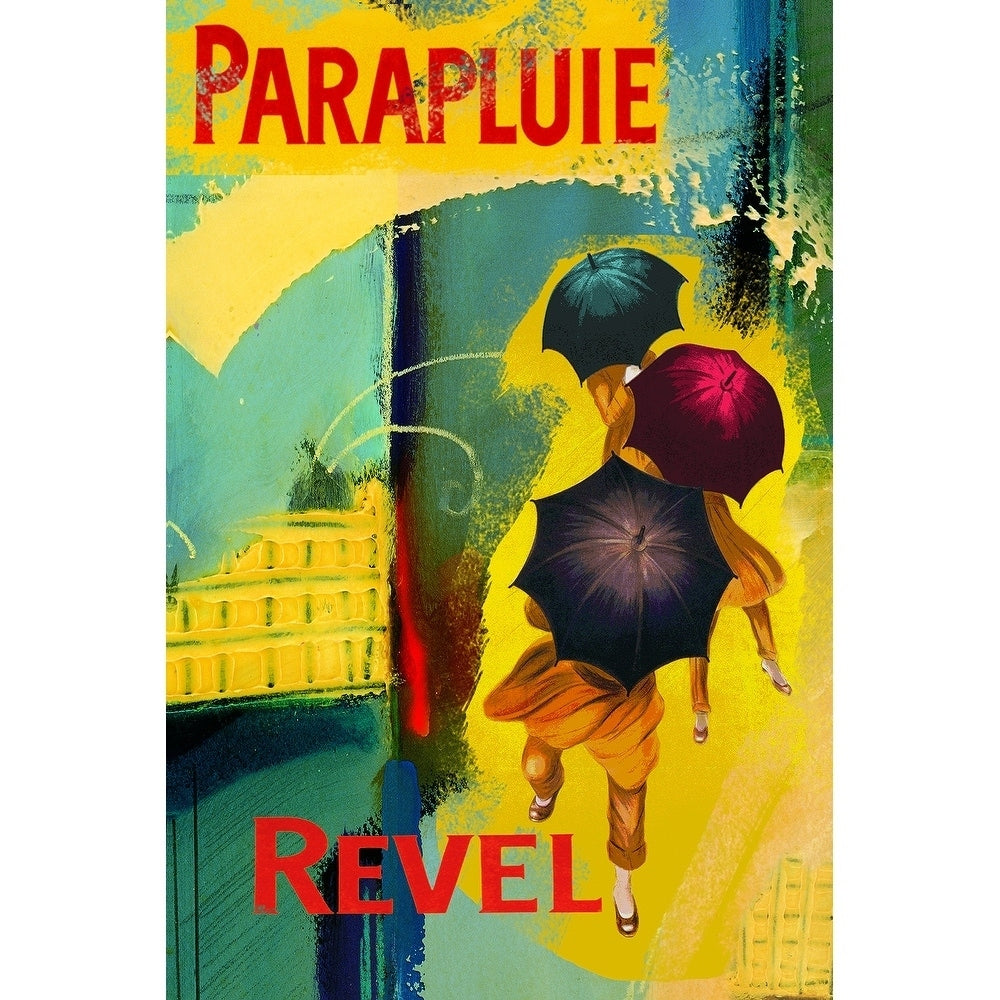 Canvas Abstract Parapluie Revel Travel By Isi 36X24 Art Vintage Advertisement
