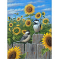 Canvas Chickadees And Sunflowers By Robert Wavra Graphic Art
