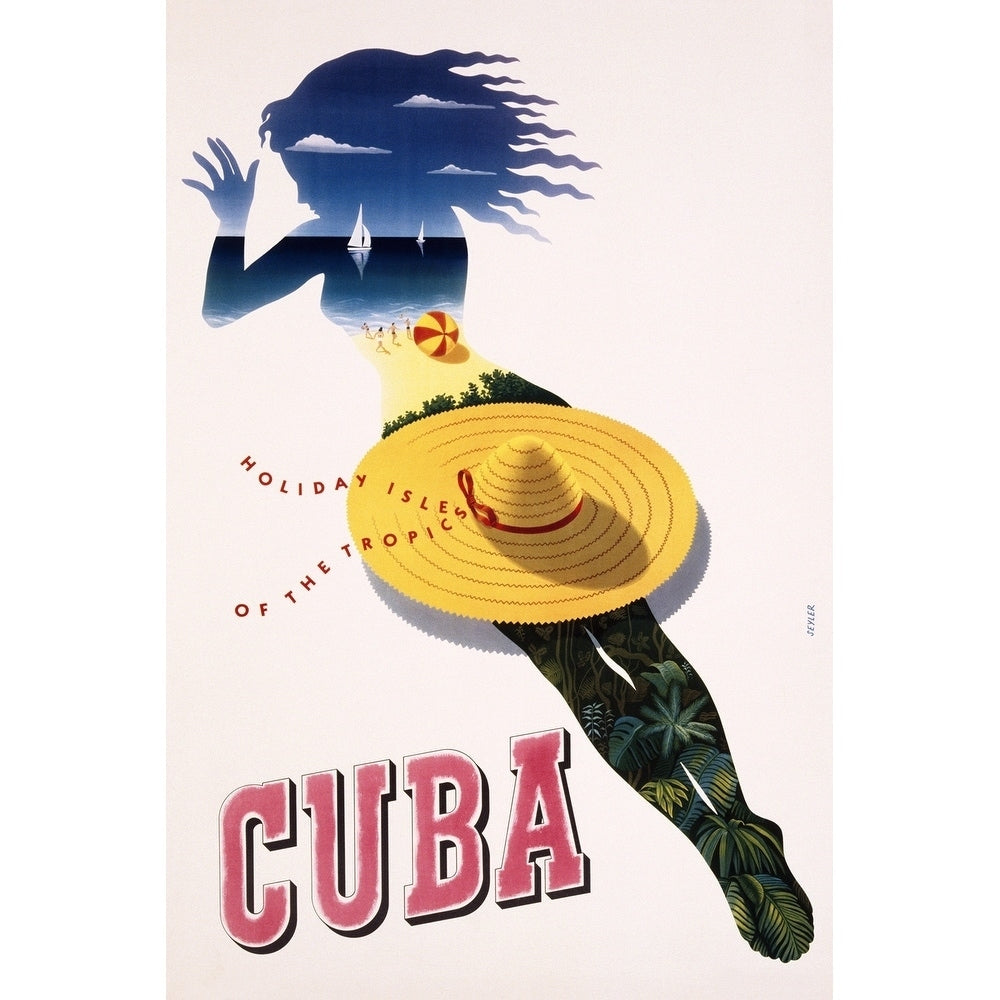 Canvas Cuba Travel 36X24 Vintage Advertisement