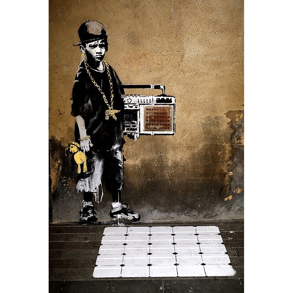 Canvas Gip Hop Youth With Boom Box By Banksy Art Painting Reproduction