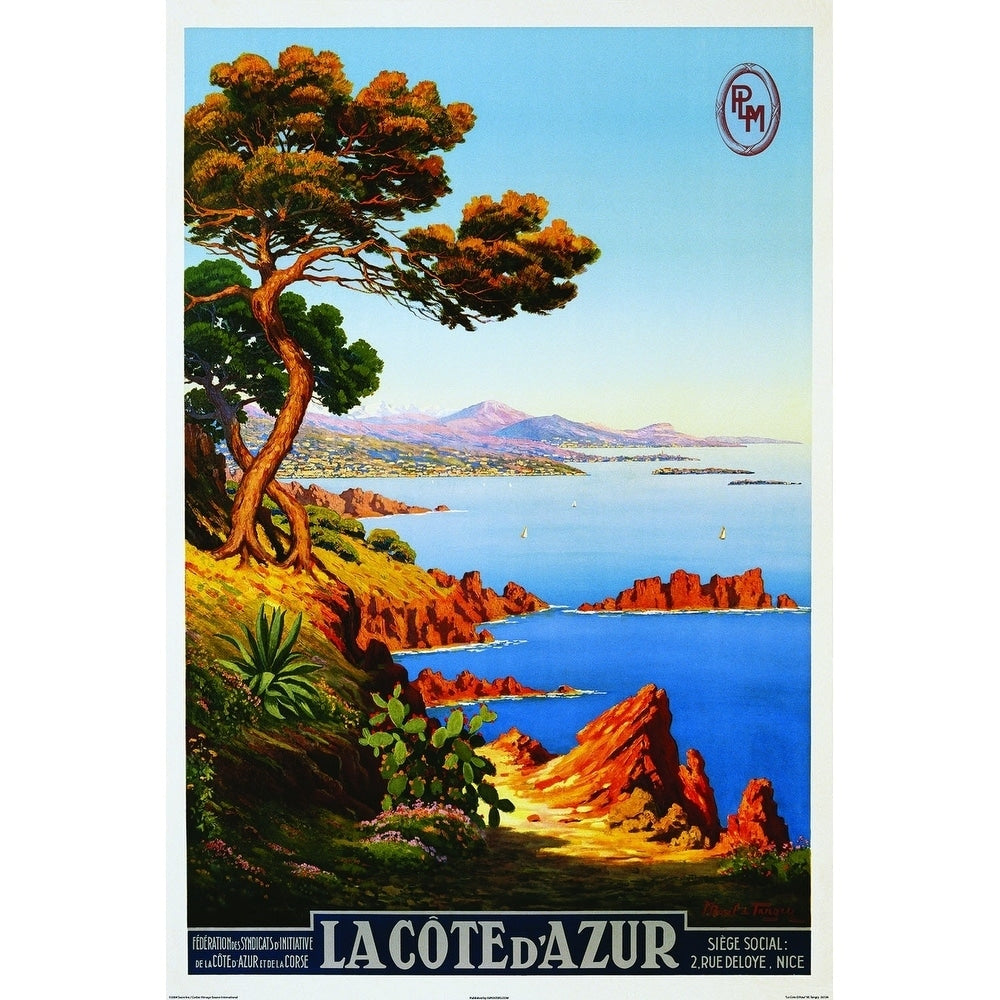 Canvas La Cote Dazur Travel 36X24 Vintage Advertisement