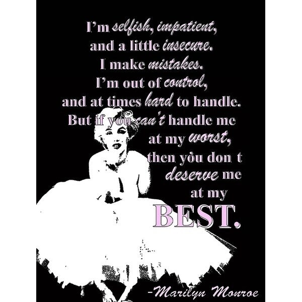 Canvas Marilyn Monroe At My Best Quote By Kelissa Semple Graphic Art