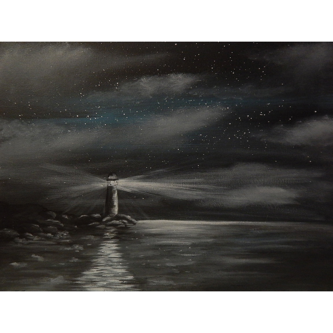 Canvas Nightlight By Ed Capeau 10X8 Acrylic Painting Print Lighthouse On Wrapped Canvas 8 X 10