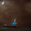 Canvas Single Lady Under The Moon In A Boat By Ellen Mcdermott