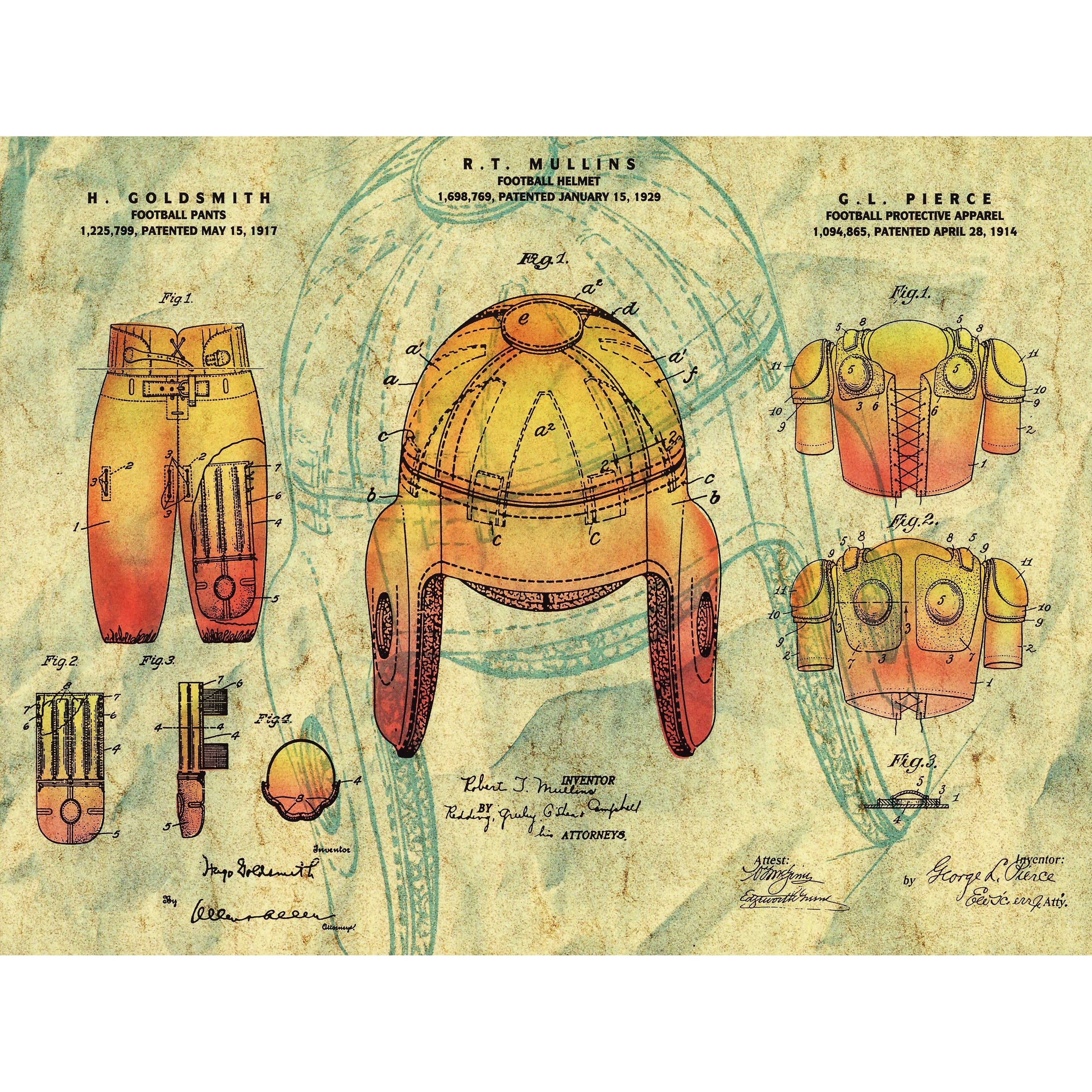 Canvas Vintage 1929 Football Protective Apparel Patent Print