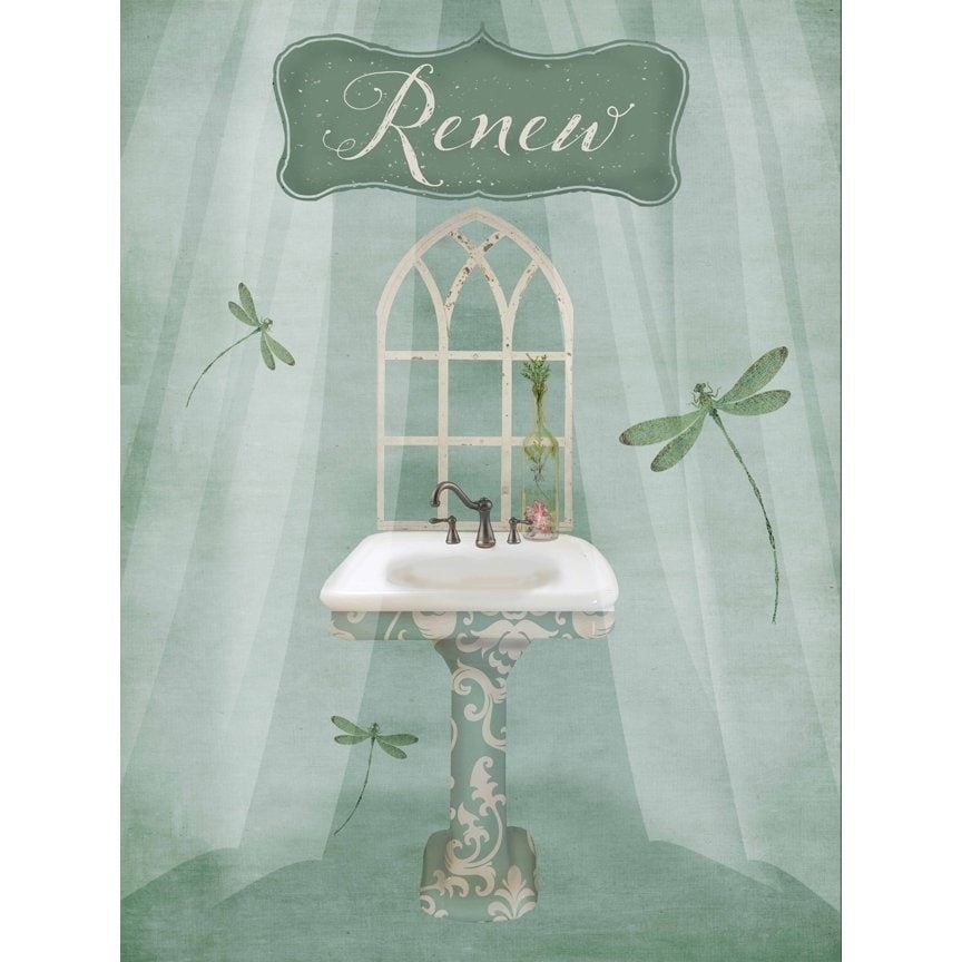 Canvas Vintage Bathroom Inspired Renew Green Sink By Beth Albert Graphic Art Print
